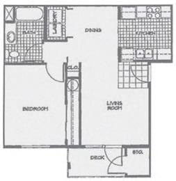  Floor Plan 1 Bedroom, 1 Bath