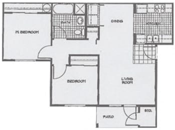  Floor Plan 2 Bedroom, 1 Bath
