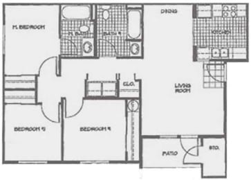  Floor Plan 3 Bedroom, 2 Bath