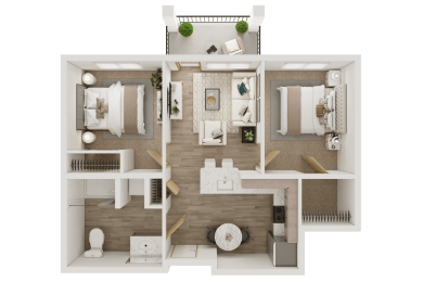 Unit 2Bedroom A at Ovation at Meeker, Washington, 98032