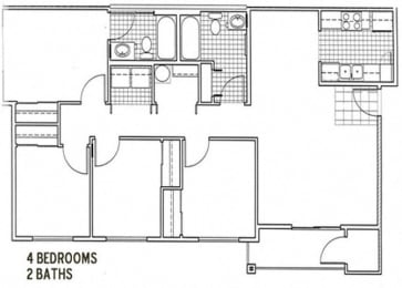  Floor Plan 4 Bedroom, 2 Bath