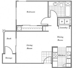  Floor Plan 1 Bedroom, 1 Bath