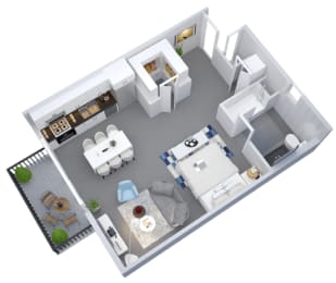a floor plan of a bedroom with a bathroom and a living room