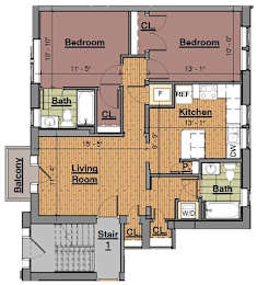  Floor Plan 2 Bedroom