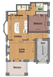  Floor Plan 1 Bedroom