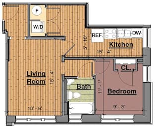  Floor Plan 1 Bedroom
