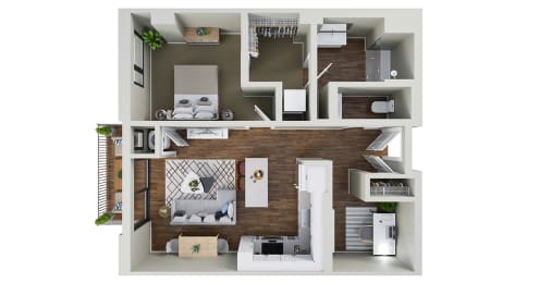 a 1 bedroom floor plan with a bathroom and a living room