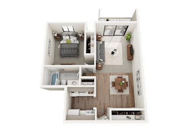 1B Floor Plan at Eastwood Village Apartments, Clinton Township, 48035