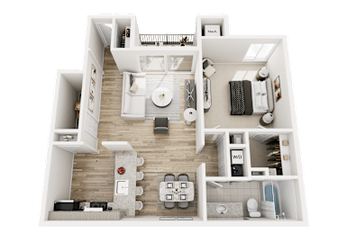 1Bed 1Bath A Floor Plan at Park Lane Apartments, Southfield