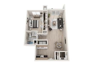 1 bedroom 1 bath apartment with galley kitchen in Clinton Township Prentiss Pointe