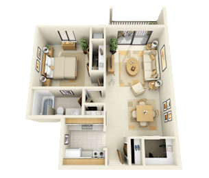 1 bedroom 1 bath apartment with galley kitchen in Kalamazoo Dover Hills Apartments