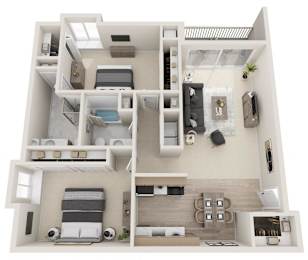 a 3d rendering of a floor plan of a house