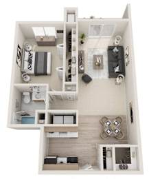 a 3d drawing of the apartment s floor plan