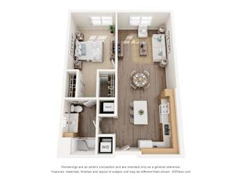 1B1B F Floor Plan at Anchor at Gulf Harbors 62+ Apartments, New Port Richey, FL, 34652