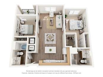 2B2B Floor Plan at Anchor at Gulf Harbors 62+ Apartments, New Port Richey, FL, 34652