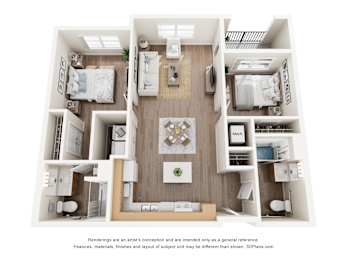 2B2B D Floor Plan at Anchor at Gulf Harbors 62+ Apartments, New Port Richey