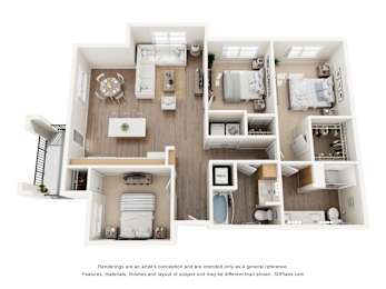 3B2B Floor Plan at Anchor at Gulf Harbors 62+ Apartments, New Port Richey
