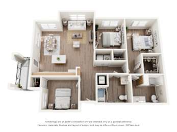 3B2B C Floor Plan at Anchor at Gulf Harbors 62+ Apartments, New Port Richey, FL, 34652