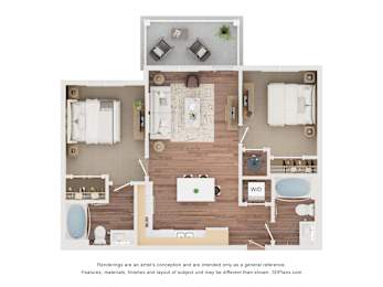 2A Floor Plan at Anson Crossing Apartments, Maxwell, TX