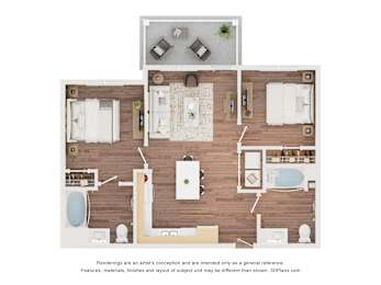 2Bed Floor Plan at Anson Crossing Apartments, Maxwell
