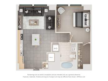 A floor plan of a bathroom with a toilet, sink, and bathtub.
