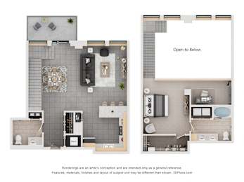 a floor plan of an open to bedroom apartment