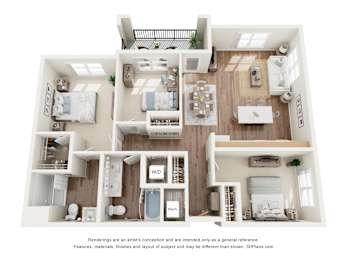 3Bd 2Ba Floor Plan at Cobia Cove Apartments, Holiday, FL