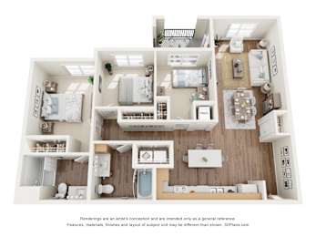 3Bedroom Floor Plan at Cobia Cove Apartments, Holiday, FL, 34691