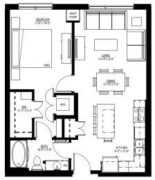 Floor Plan  1500 Nicollet_1 Bedroom Floor Plan  at 1500 Nicollet, Minneapolis, 55403