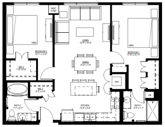 Floor Plan  1500 Nicollet_2 Bedroom Floor Plan  at 1500 Nicollet, Minneapolis, MN