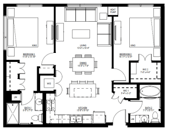 Floor Plan  1500 Nicollet_2 Bedroom Floor Plan  at 1500 Nicollet, Minnesota, 55403