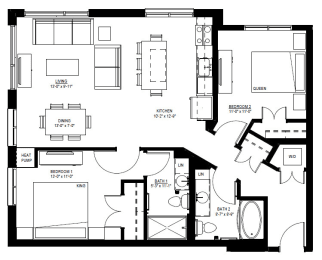 Floor Plan  1500 Nicollet_2 Bedroom Floor Plan  at 1500 Nicollet, Minneapolis, MN, 55403