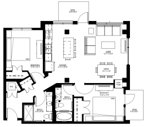 Floor Plan  1500 Nicollet_2 Bedroom Floor Plan  at 1500 Nicollet, Minneapolis