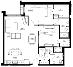 Floor Plan  1500 Nicollet_2 Bedroom Floor Plan  at 1500 Nicollet, Minnesota, 55403