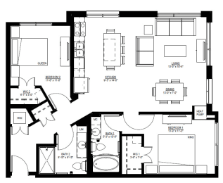 Floor Plan  1500 Nicollet_2 Bedroom Floor Plan  at 1500 Nicollet, Minnesota, 55403