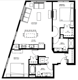 Floor Plan  1500 Nicollet_2 Bedroom Floor Plan  at 1500 Nicollet, Minnesota, 55403