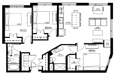 Floor Plan  1500 Nicollet_3 Bedroom Floor Plan  at 1500 Nicollet, Minneapolis, MN, 55403