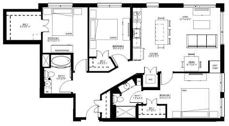 1500 Nicollet_3 Bedroom Floor Plan  at 1500 Nicollet, Minneapolis, MN, 55403