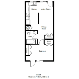 Dominium_1601 Colorado_1 Bedroom Floor Plan
