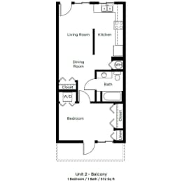 Dominium_1601 Colorado_1 Bedroom Floor Plan