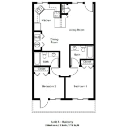Dominium_1601 Colorado_2 Bedroom Floor Plan