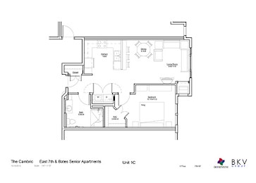 1 Bedroom Floor Plan at The Cambric Senior Apartments, St. Paul, MN 55106
