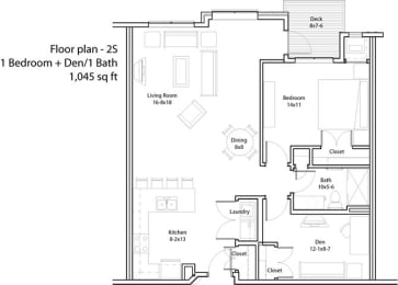 2 Bedroom Floor Plan at The Cavanagh 55+ Apartments, Crystal