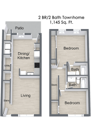 2 Bedroom Floor Plan at The Bluffs at Cherry Hills, Nebraska, 68122