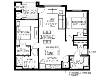 East Range Crossings_2 Bedroom Floor Plan