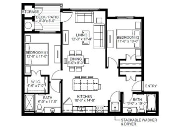 East Range Crossings_2 Bedroom Floor Plan