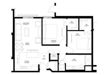2 Bedroom Floor Plan at The Grainwood Senior Apartments, Prior Lake Minnesota