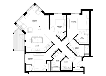 3 Bedroom Floor Plan at The Grainwood Senior Apartments, Minnesota