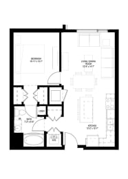 Grand Central Flats_1 Bedroom Floor Plan