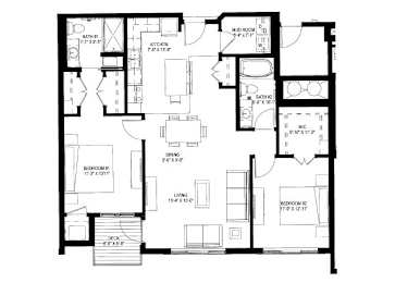 2 Bedroom Floor Plan at The Legends of Cottage Grove 55+ Apartments, Minnesota